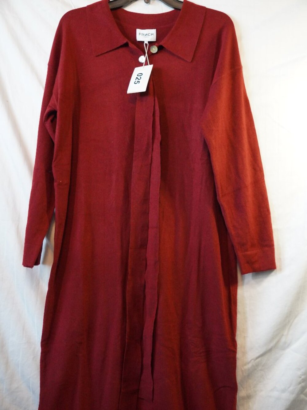 FRNCH Paris Neslie Knit Sweater Dress NWT L Burgundy Bordeaux Polo Midi Maxi